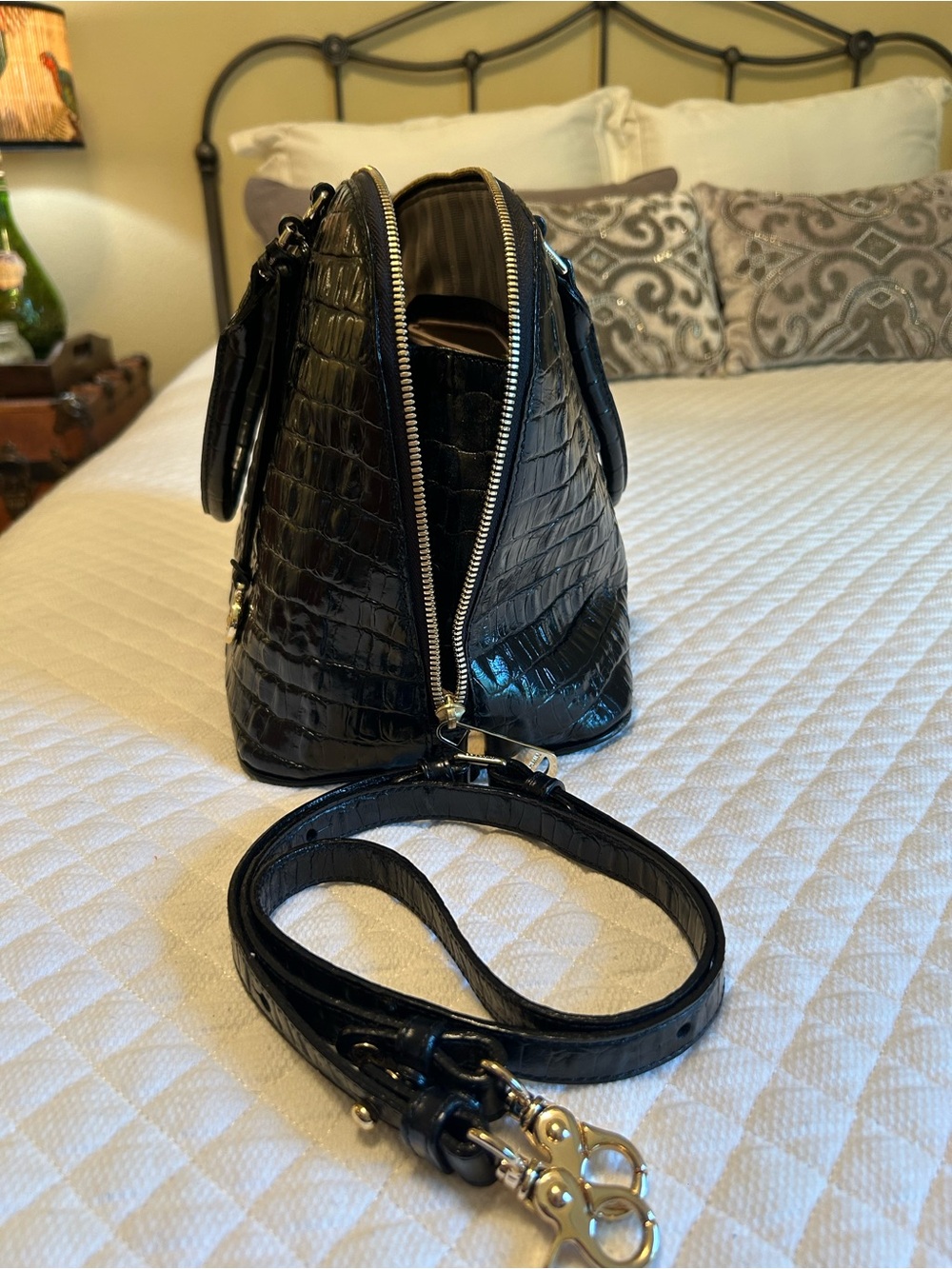 Brahmin Vivian Satchel in Black Embossed Leather - Picture 11 of 15